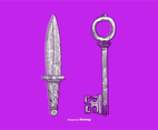 VECTOR KNIFE KEY - LINE DRAWING
