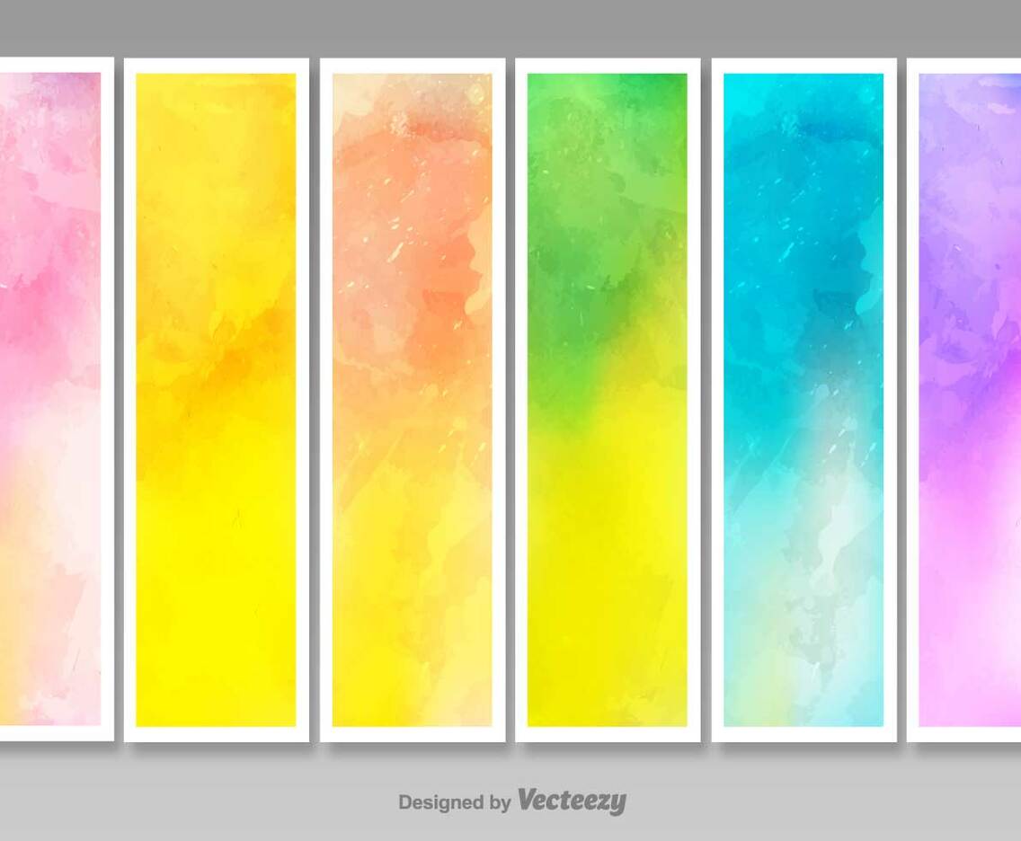Vector Blank Watercolored Banners - Set of 6