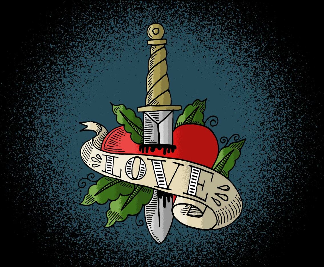 Heart  Knife Tattoo Art