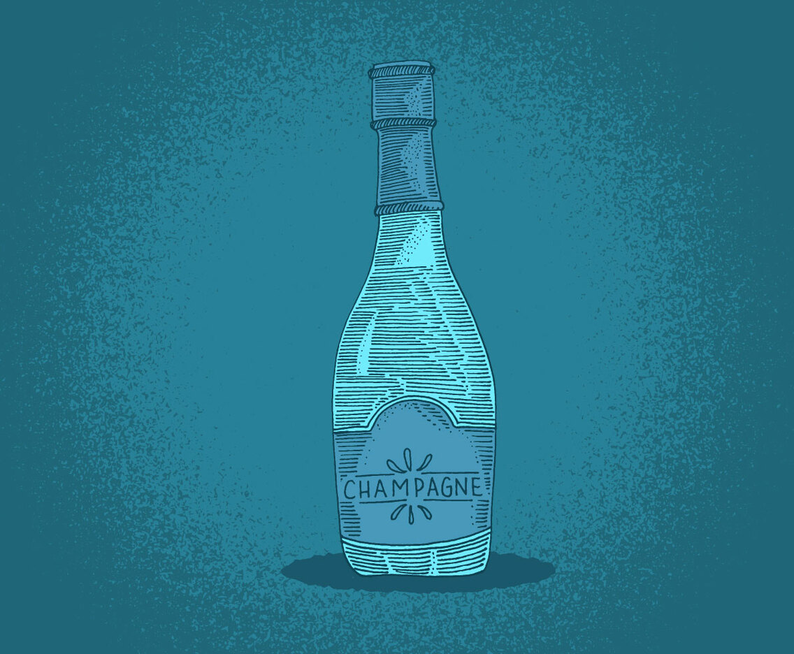 Champagne Bottle Line Drawing