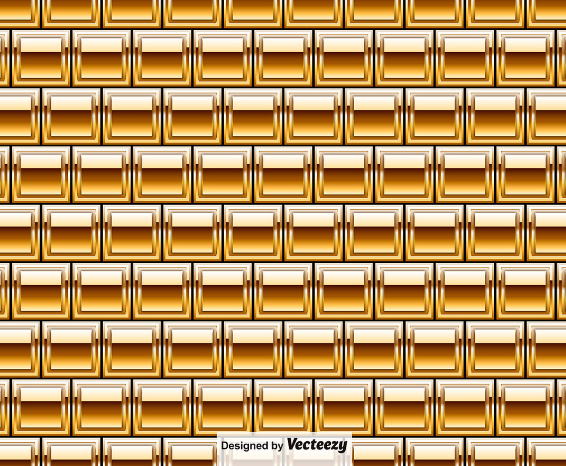 Vector Golden Bricks Seamless Pattern - Vector Elements
