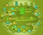 Small Town Vector Scene