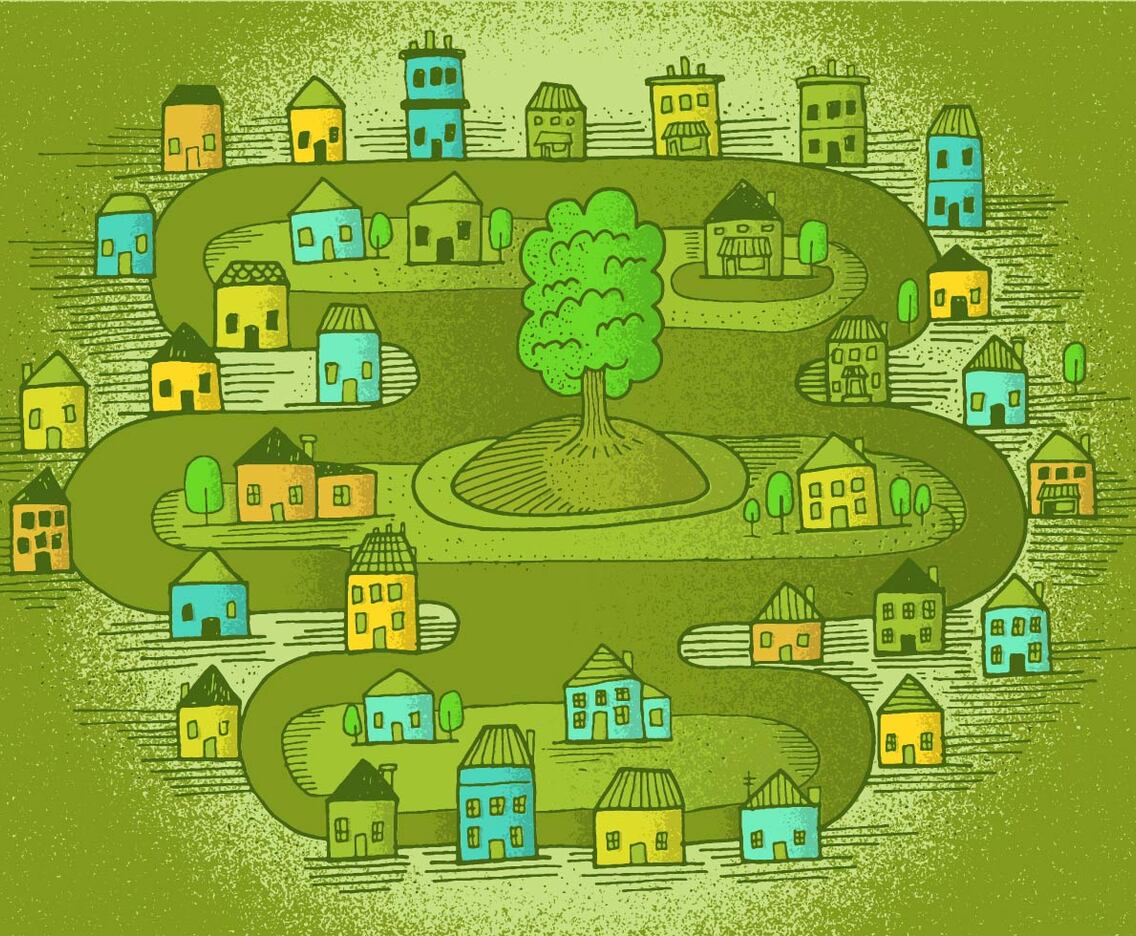 Small Town Vector Scene