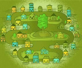 Small Town Vector Scene