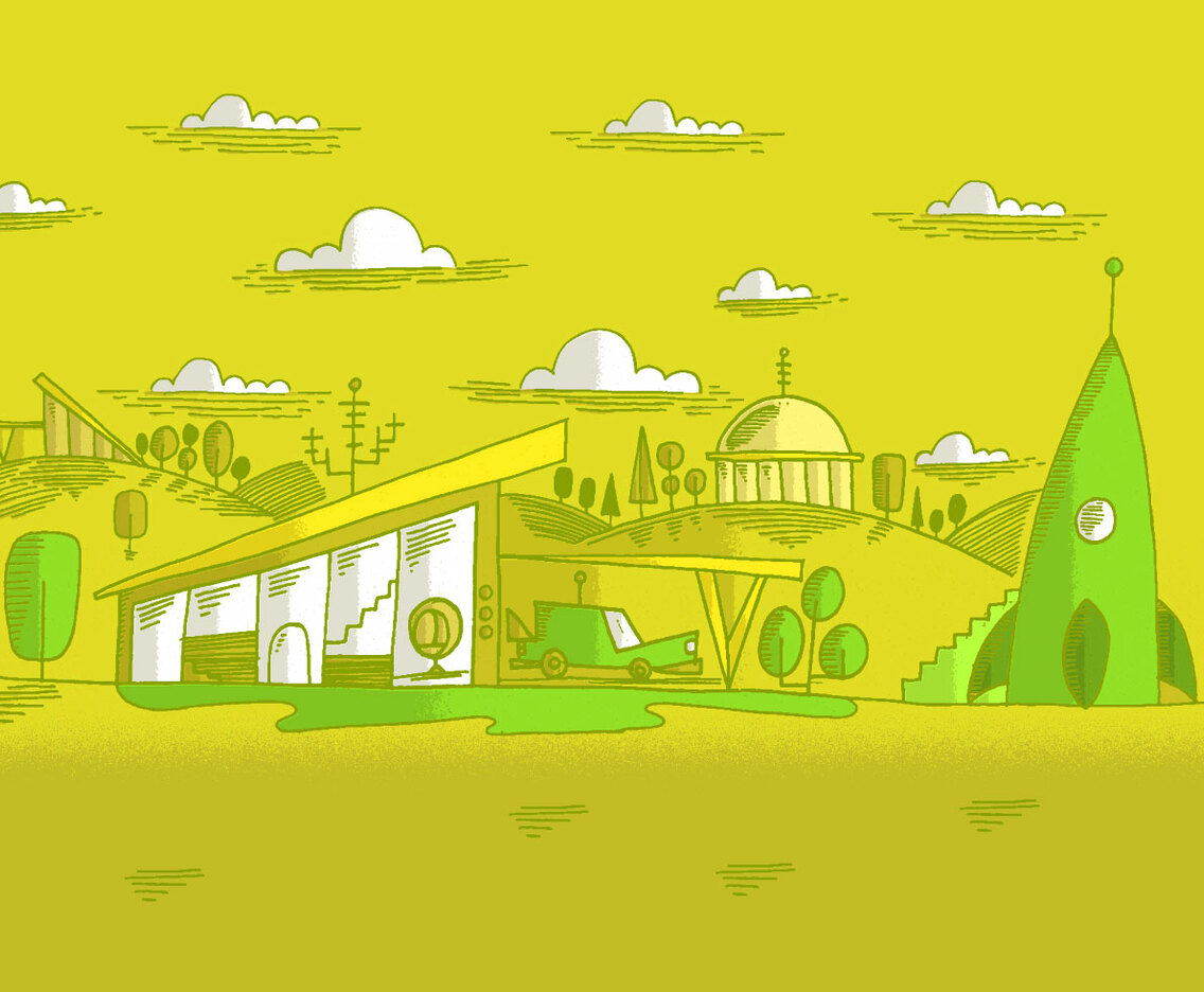 Midcentury Future Landscape Vector