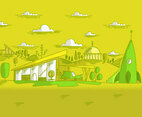 Midcentury Future Landscape Vector