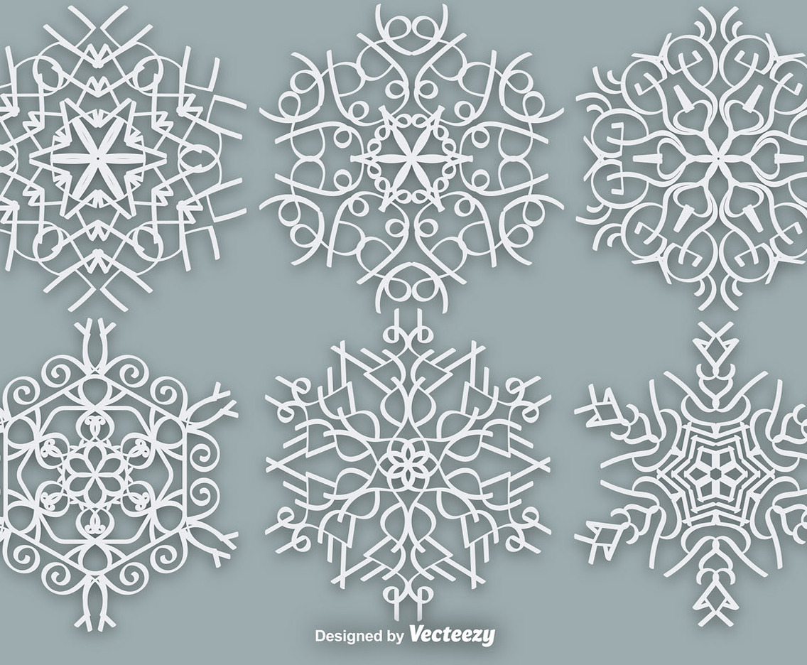 White Ornate Snowflakes - Vector Elements