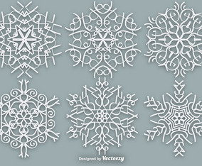 White Ornate Snowflakes - Vector Elements