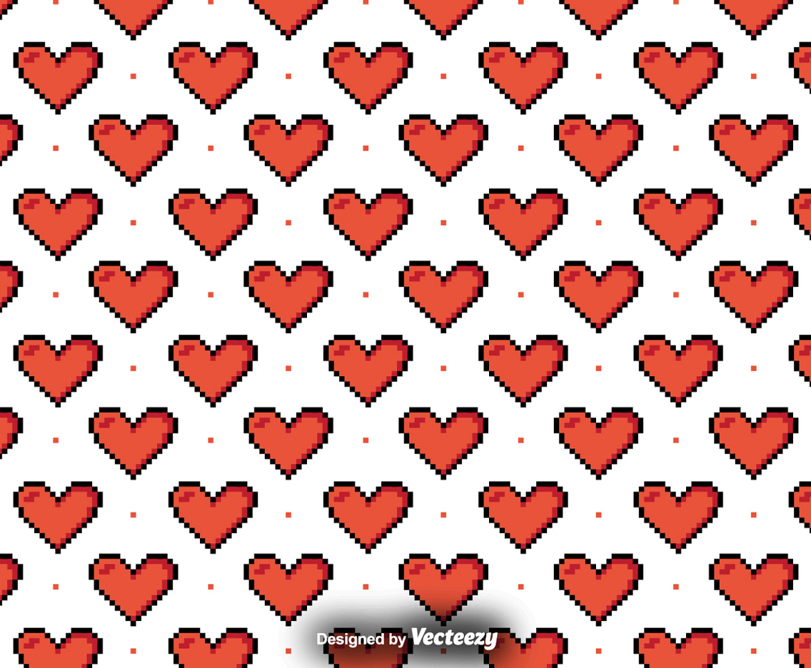Vector Pattern With Pixelated Hearts