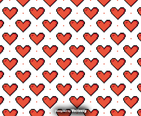 Vector Pattern With Pixelated Hearts