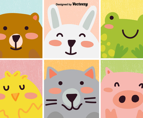 Vector Set Of Cute Cartoon Animal