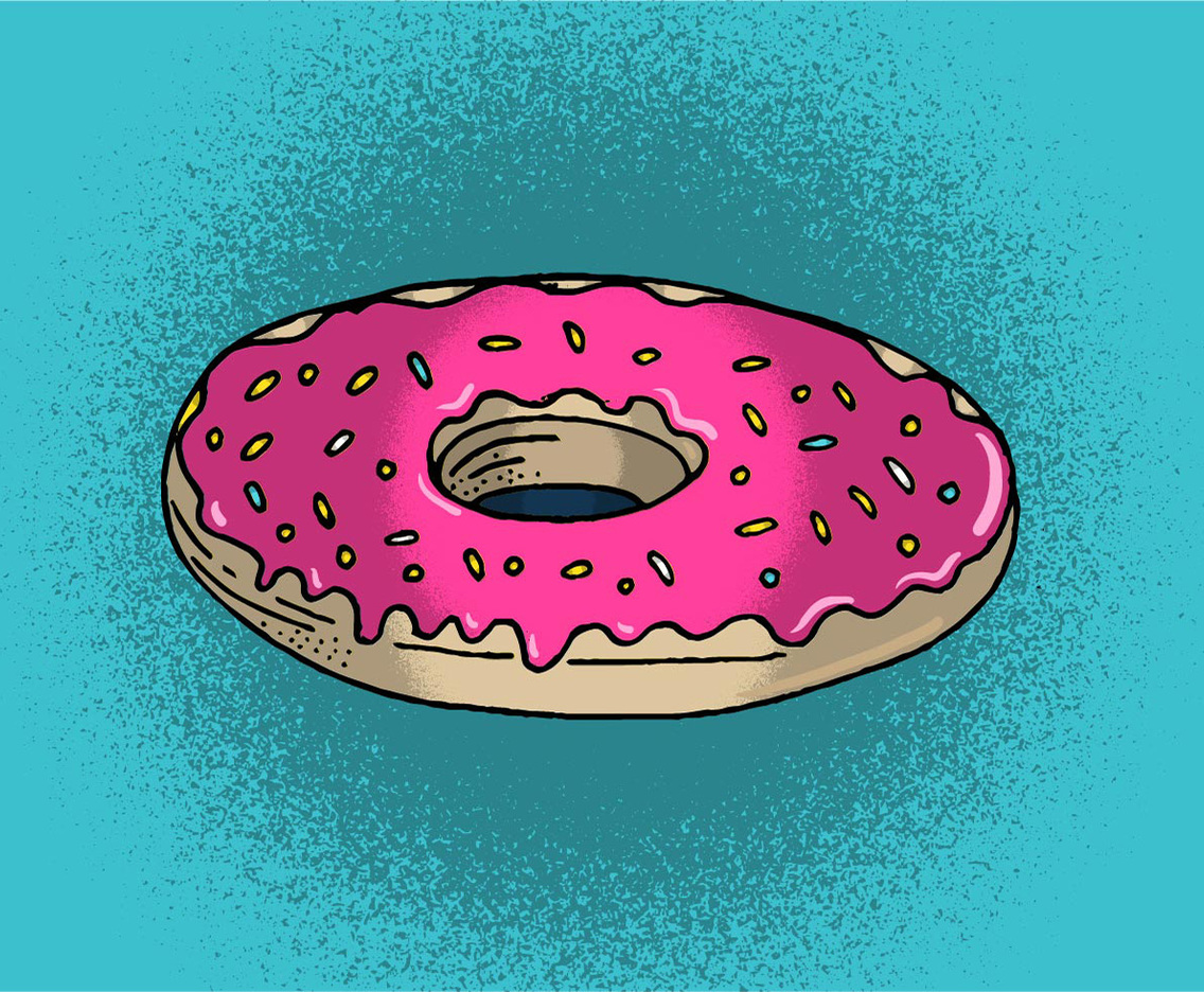 Doughnut with pink icing  sprinkles
