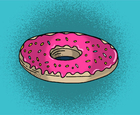 Doughnut with pink icing  sprinkles