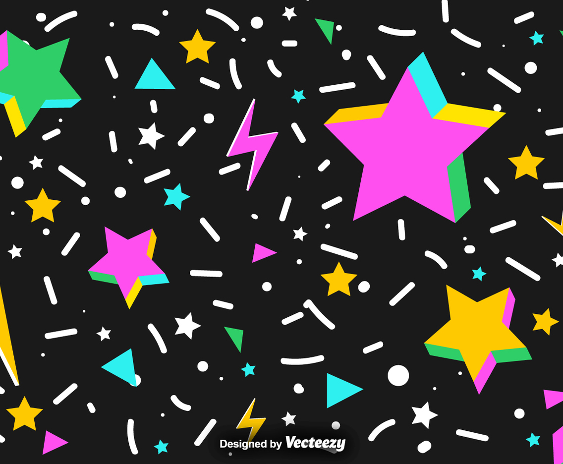Vector Abstract Background Of Colorful 3D Stars And Confetti