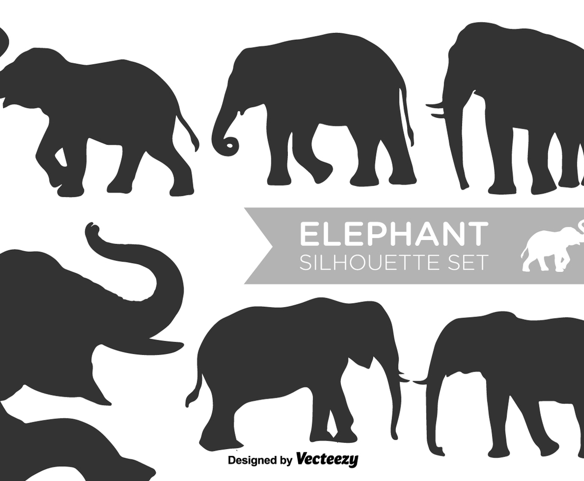 Vector Elephant Silhouettes Vector Set