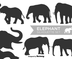 Vector Elephant Silhouettes Vector Set