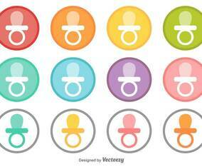 Vector Collection Of Buttons With A Baby's Dummy Icon
