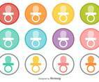 Vector Collection Of Buttons With A Baby's Dummy Icon