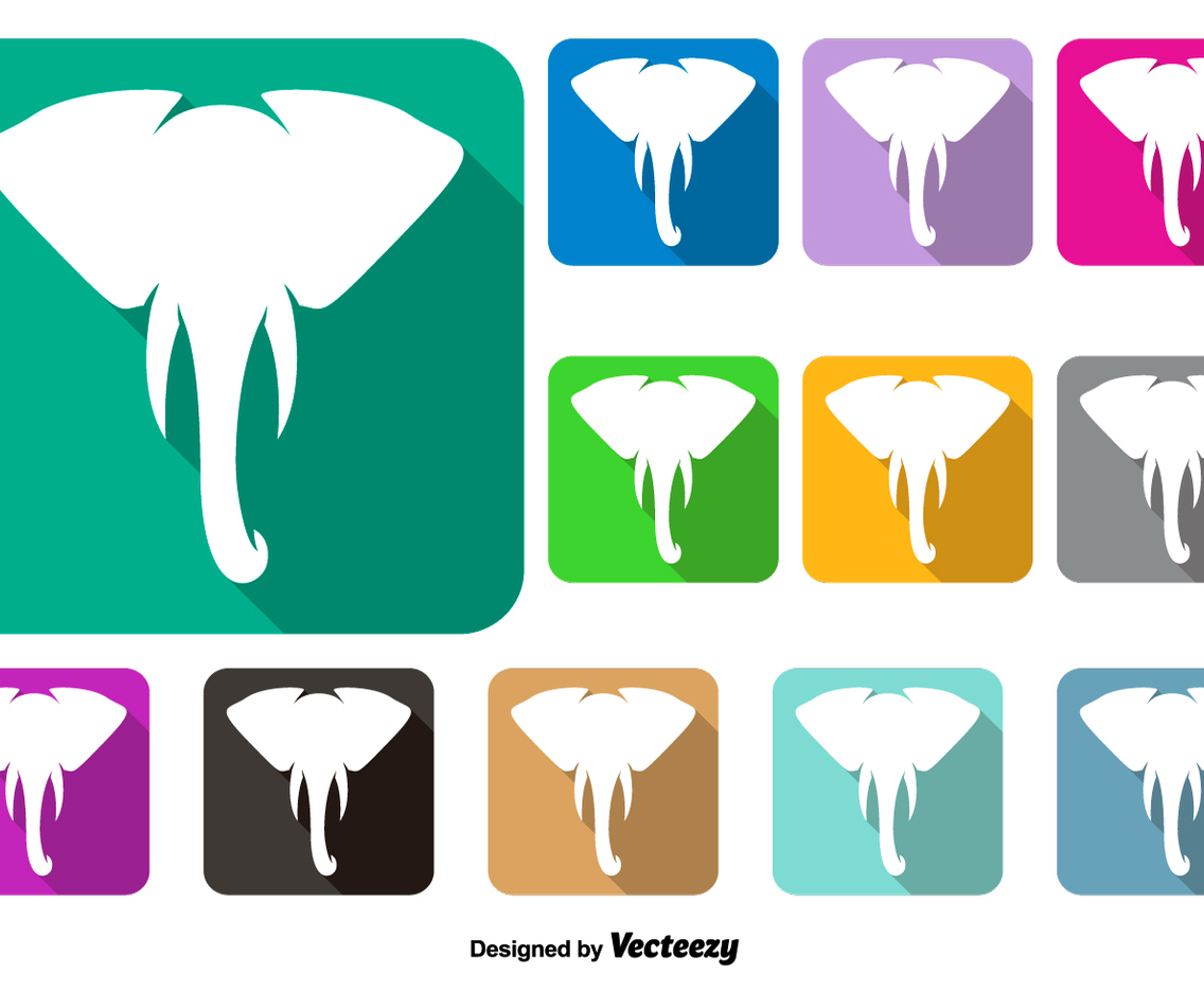 Isolated Buttons Of Silhouette Of An Elephant - Vector