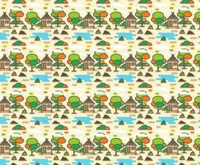 Rural Shack with Lake Pattern Vector
