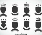 Shield And Crown Vector Set