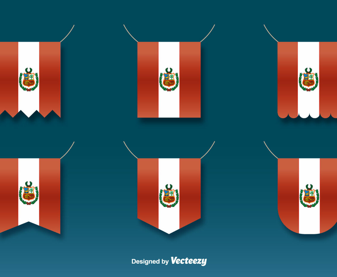 Vector Hanging Flags of Peru Set