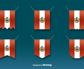 Vector Hanging Flags of Peru Set