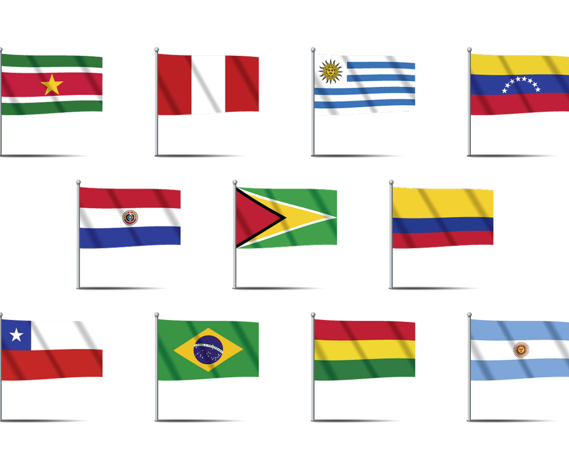 South America Country Flag Vectors