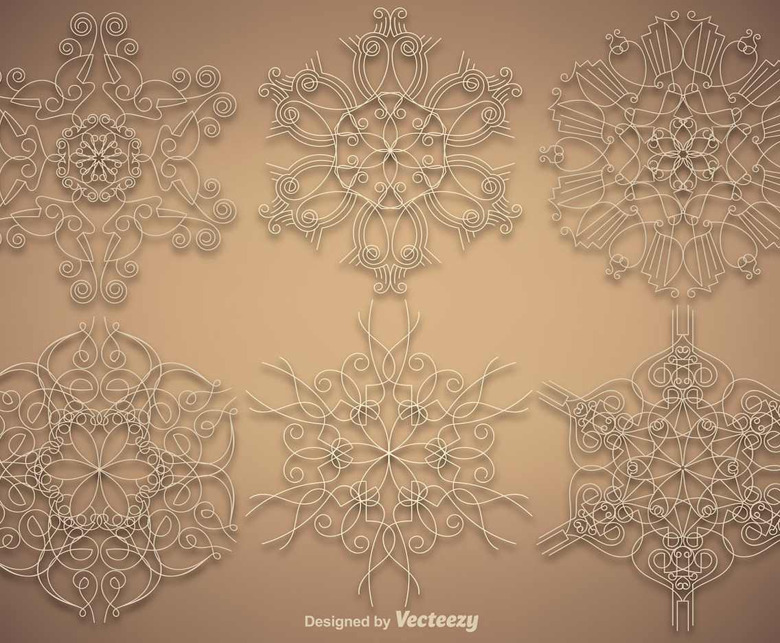 Vector Set Of Ornamental Snowflakes