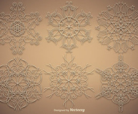 Vector Set Of Ornamental Snowflakes