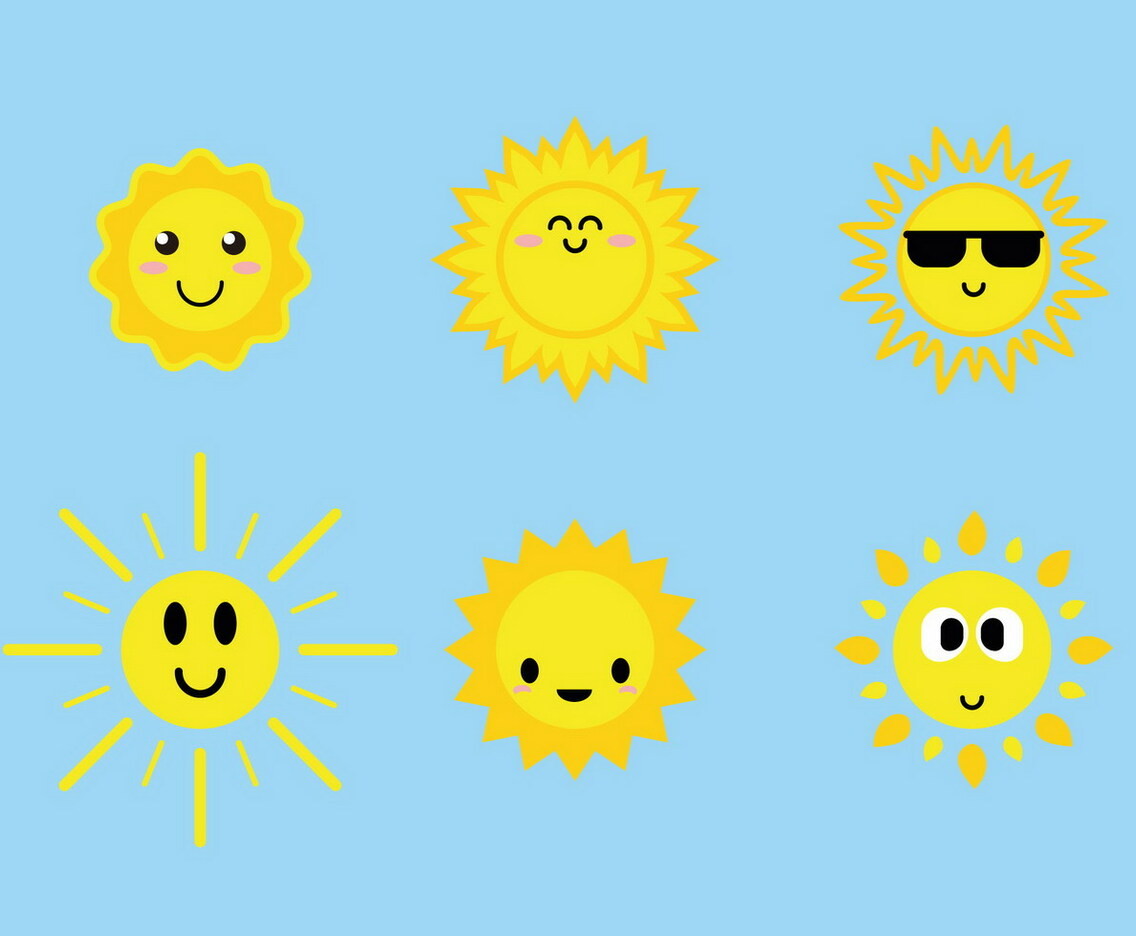 Cute Sun Icons Vector