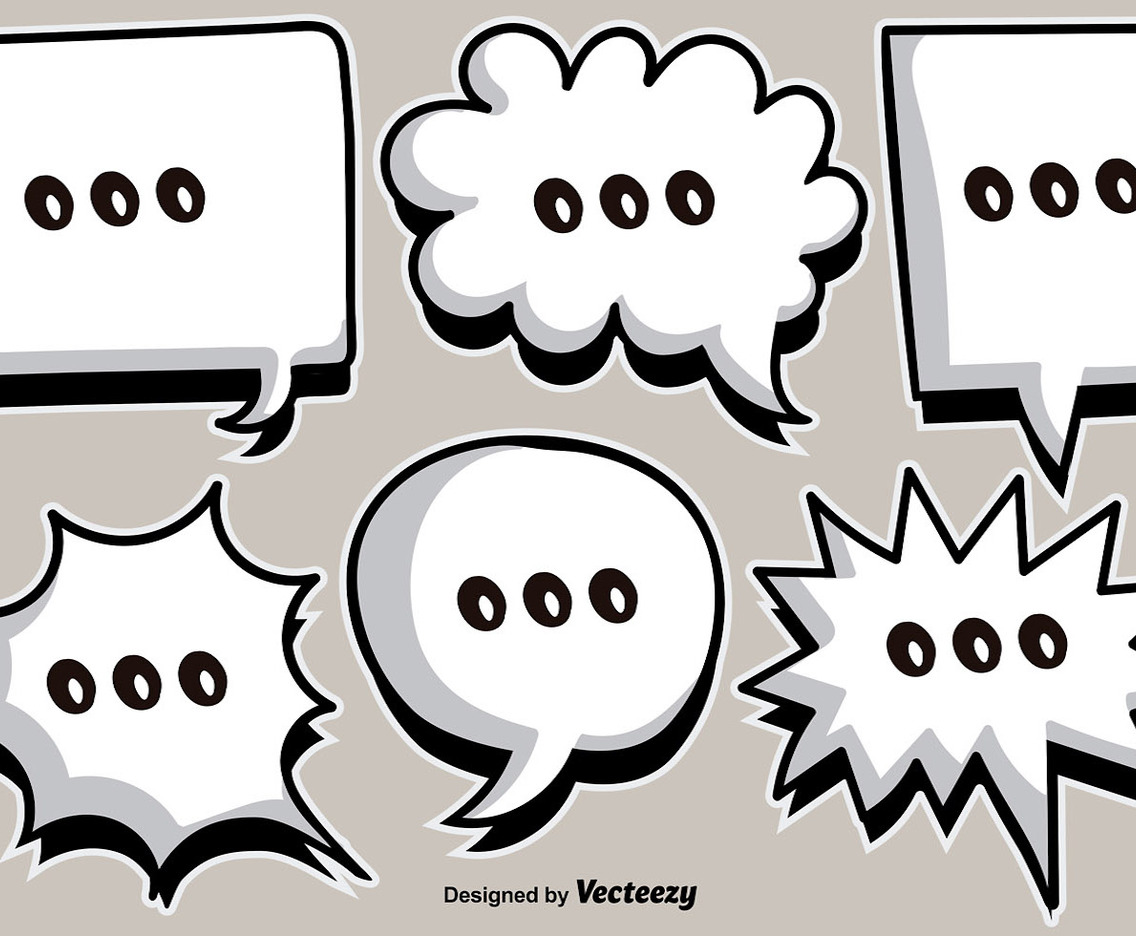 Vector Cartoon White Speech Bubbles
