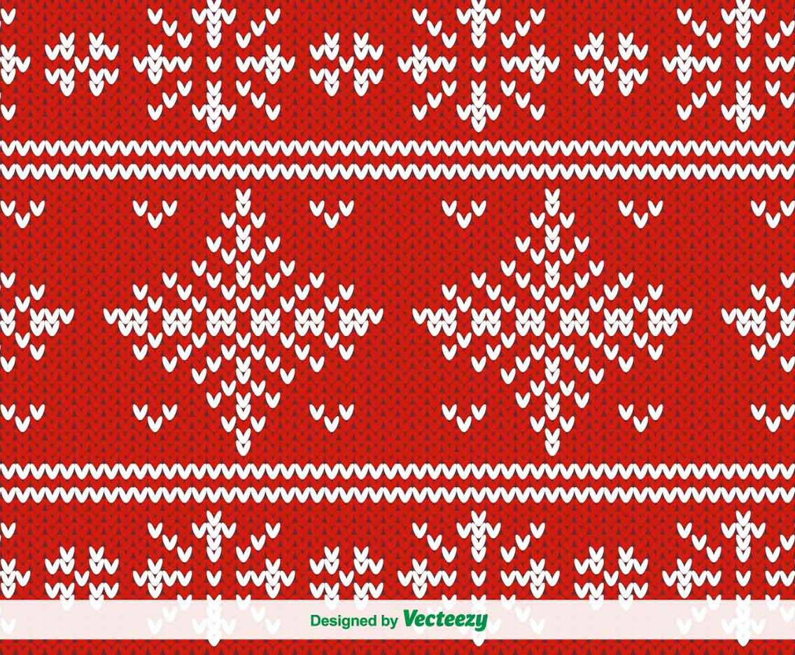 Red Knitted Vector Pattern For Christmas