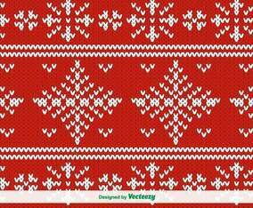 Red Knitted Vector Pattern For Christmas