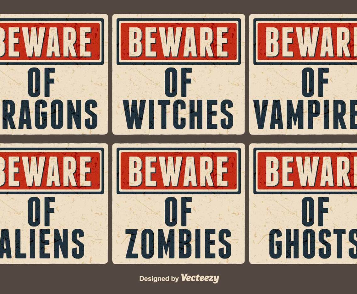 Vector Old Paper Signs For Halloween