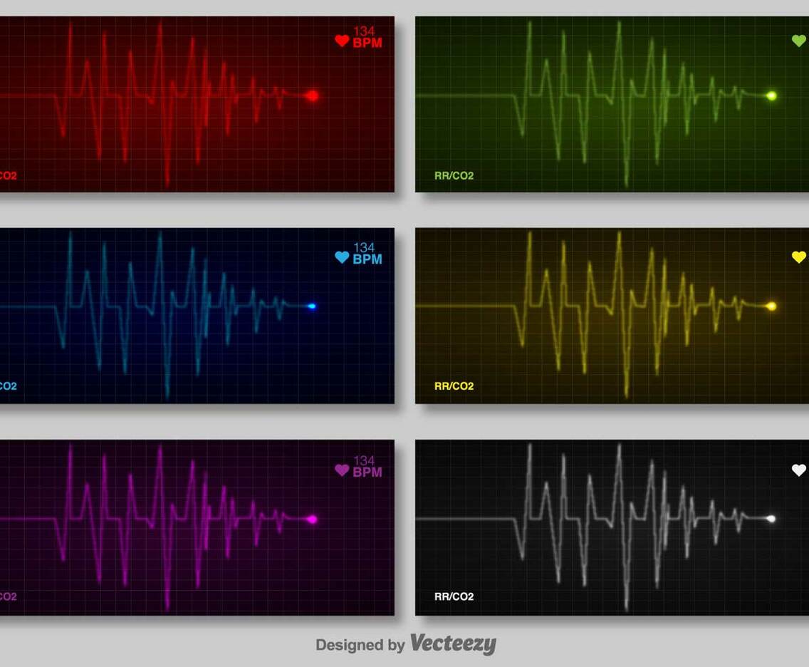Vector Set Of Cardiogram Of Heart
