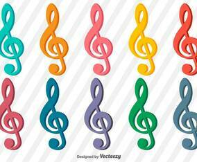 Collection of vector treble clef icons