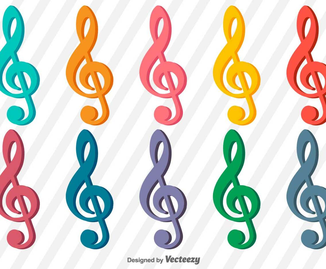 Collection of vector treble clef icons