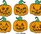Vector Set Of Cartoon Pumpkins For Halloween