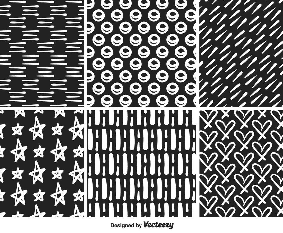 Hand Drawn Monocromatic Vector Patterns