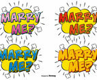Comic Style Marry Me Text Illustrations