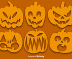 Vector Set Of Orange Pumpkins Silhouettes