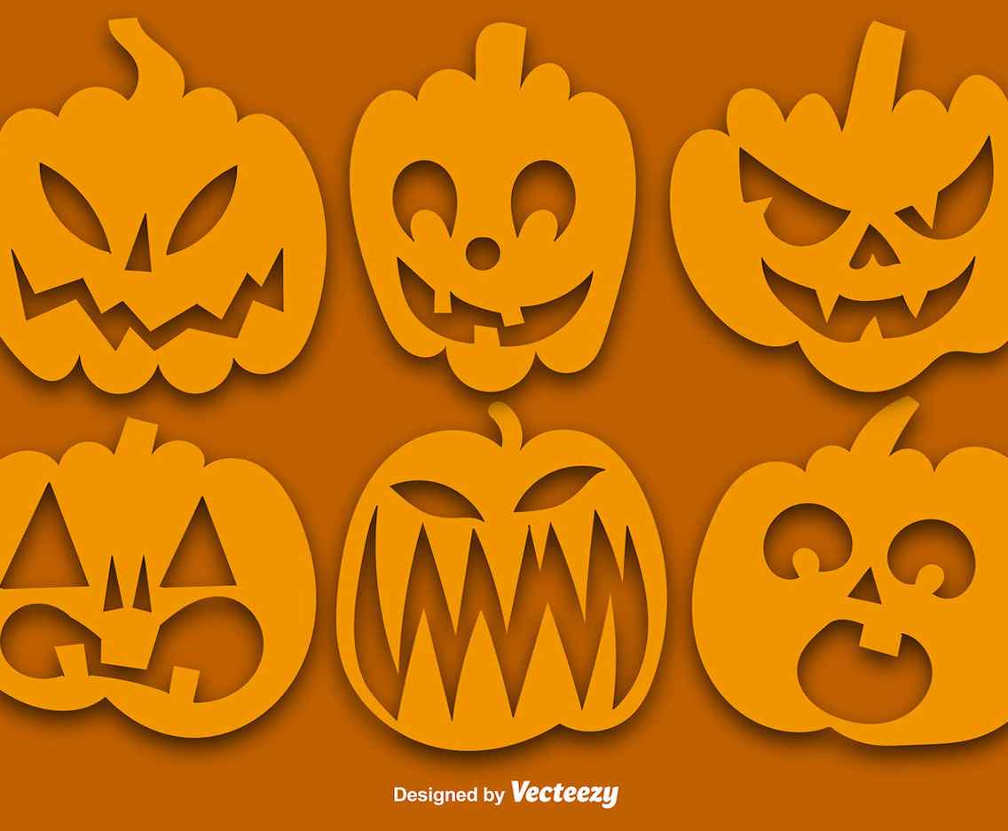 Vector Set Of Orange Pumpkins Silhouettes