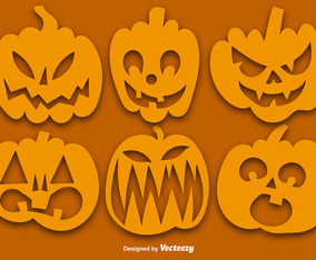 Vector Set Of Orange Pumpkins Silhouettes