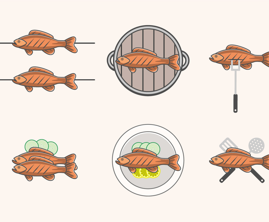 Delicious Fried Fish Vectors