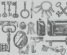 Vintage Key Drawings