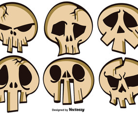 Vector Set Of Cartoon Skulls For Halloween