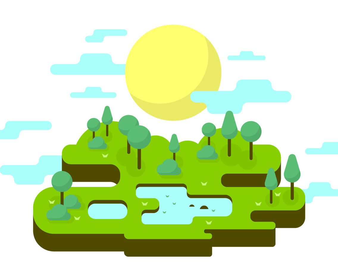 Sunny Park Vector Illustration