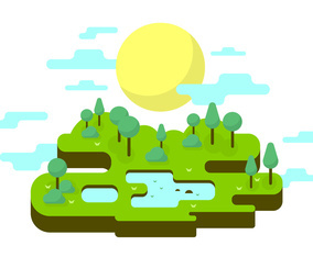 Sunny Park Vector Illustration