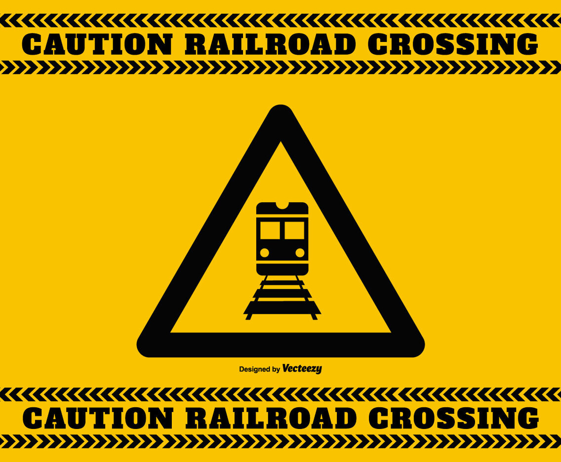 Railroad Crossing Caution Sign